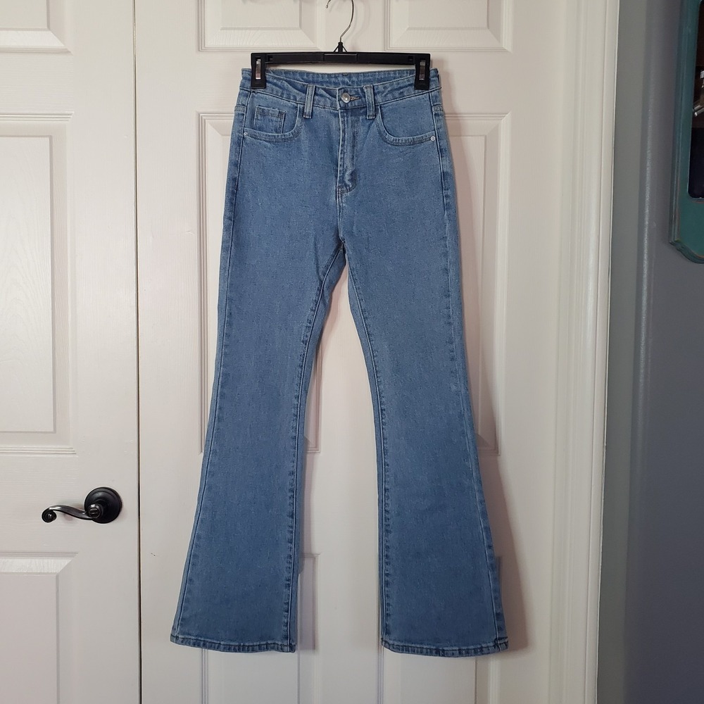 Princess Polly High-rise Flare Denim Blue Jeans Preppy Streetwear Casual Size 0
